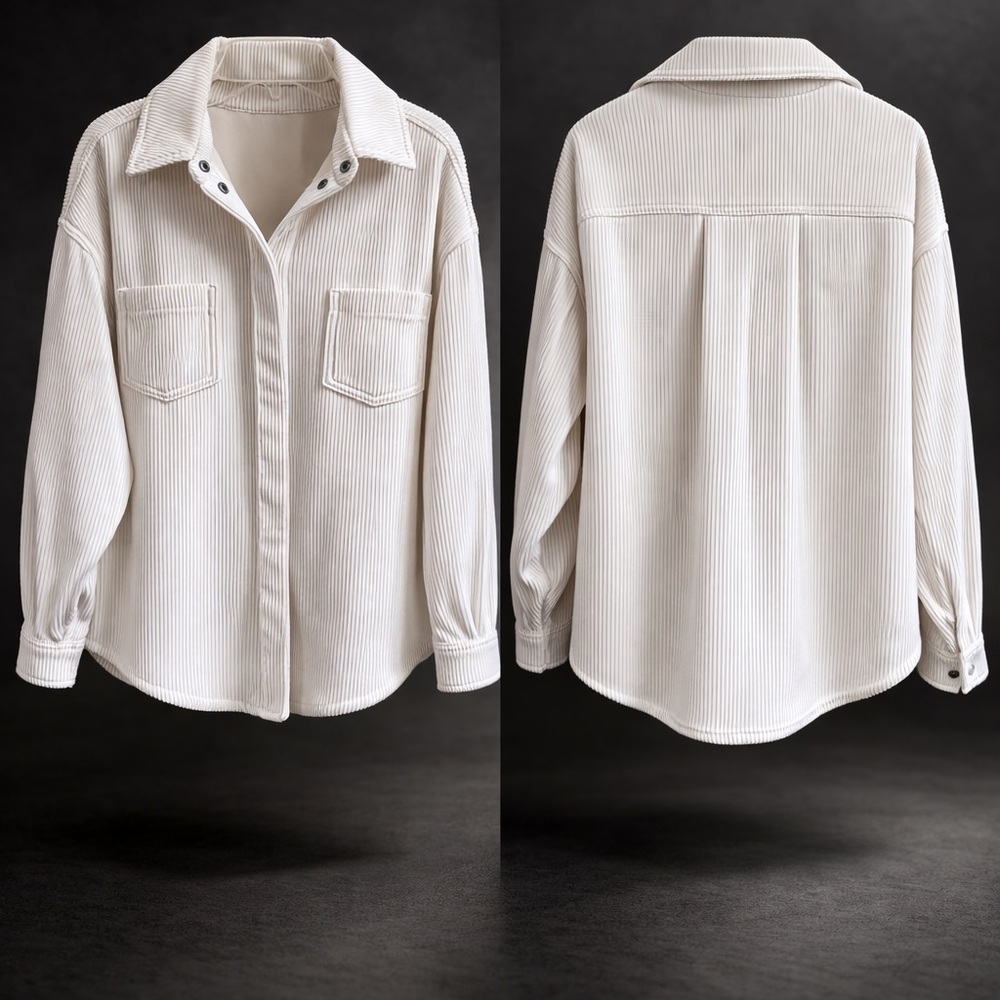 ALO Yoga Ribbed Velour Mountain Side Shacket - Ivory - Picture 3 of 6